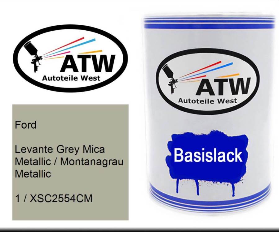 Ford, Levante Grey Mica Metallic / Montanagrau Metallic, 1 / XSC2554CM: 500ml Lackdose, von ATW Autoteile West.